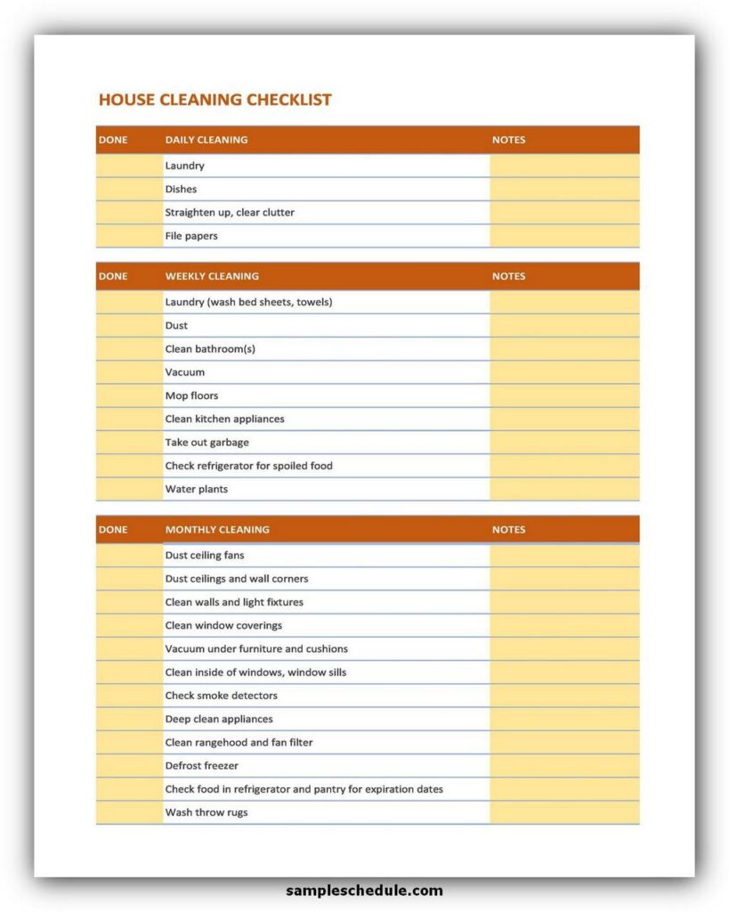 Professional House Cleaning Checklist Template 06