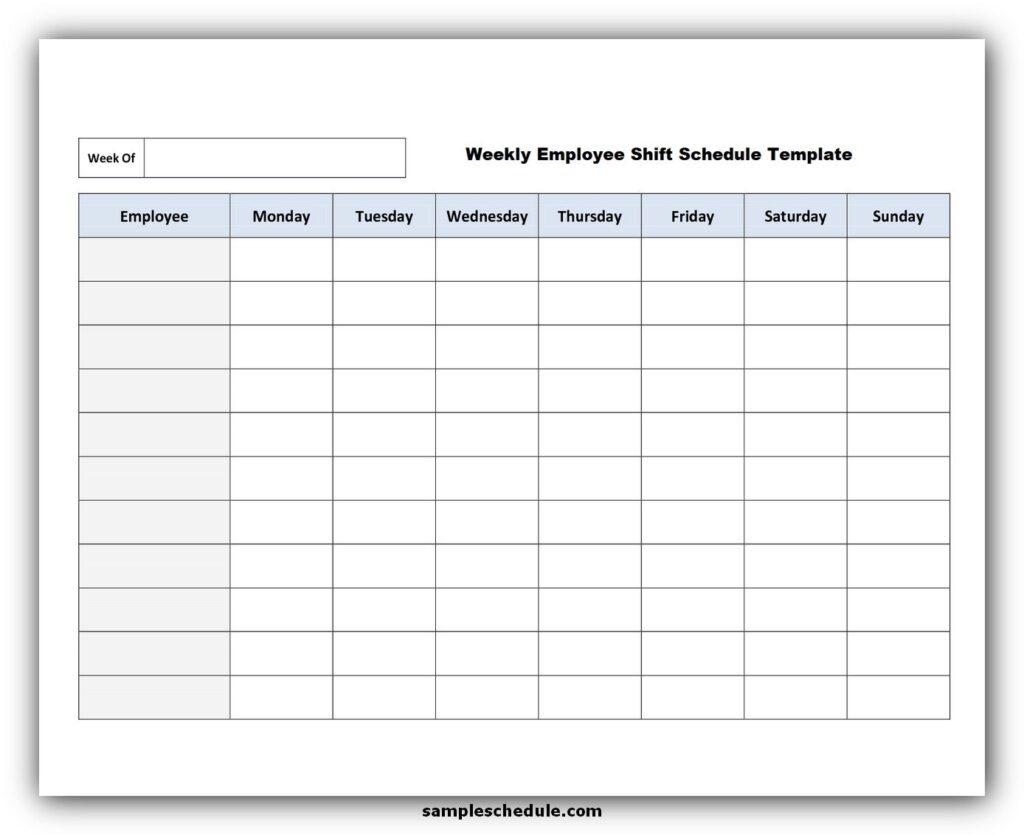 Weekly Employee Shift Schedule Template Excel Free