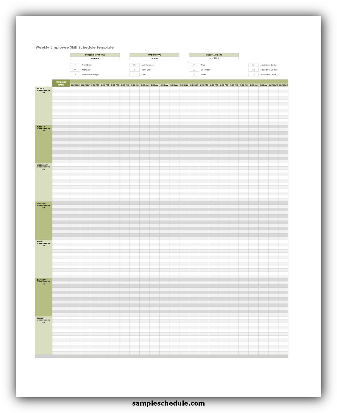 Weekly Employee Shift Schedule Template Excel