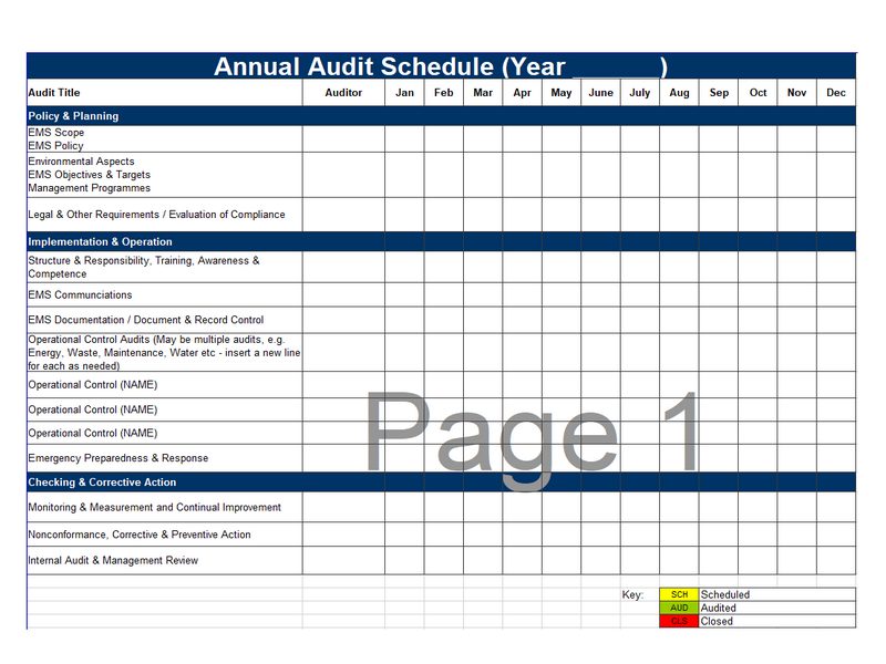 Annual Audit Schedule Template