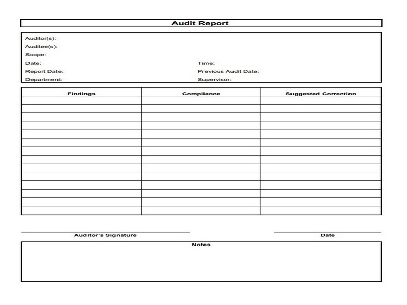 Audit Report Schedule Template