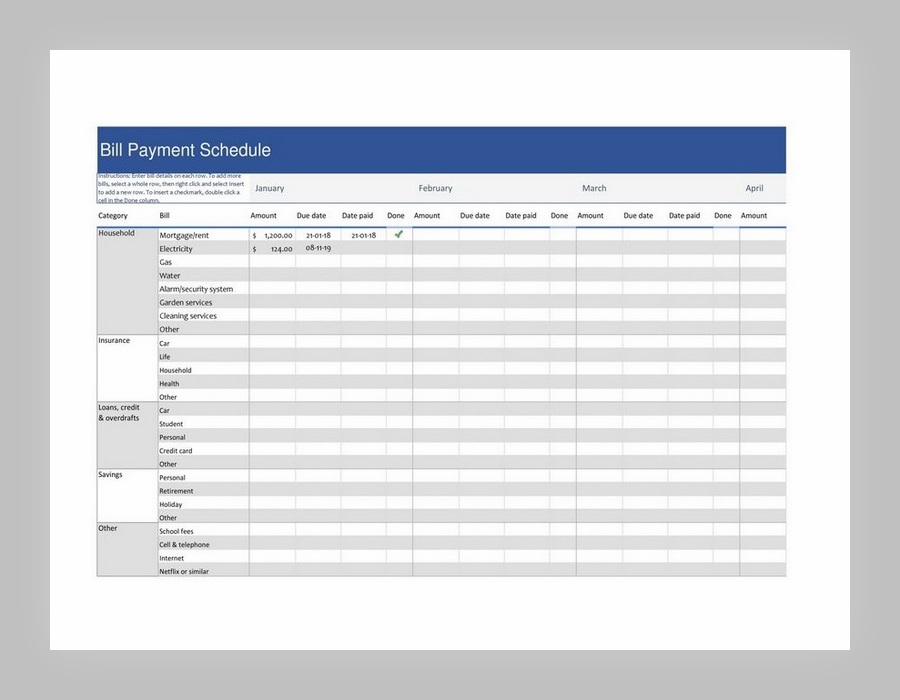 Bill Payment Schedule Template Excel 28
