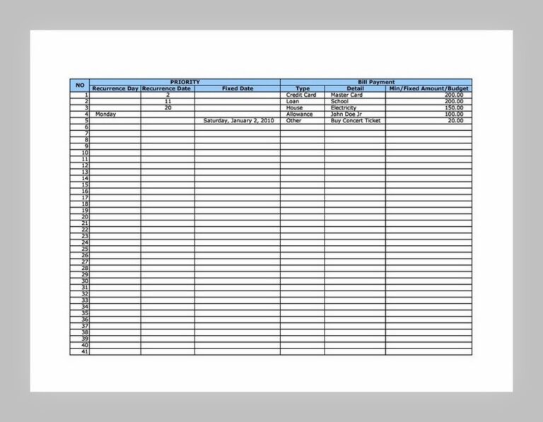 13+ Free Bill Payment Schedule Template Excel - sample schedule