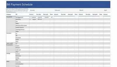 Bill Payment Schedule Template Excel Featured