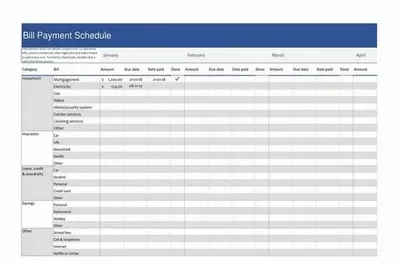 Bill Payment Schedule Template Excel Featured