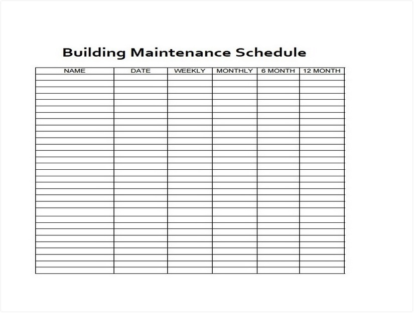 Blank Building Maintenance Schedule Template