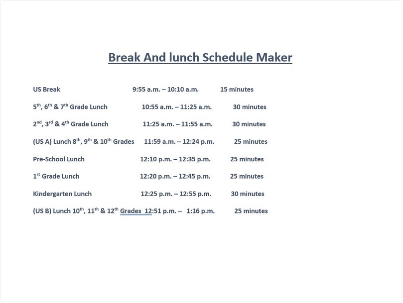 Break And lunch Schedule Maker