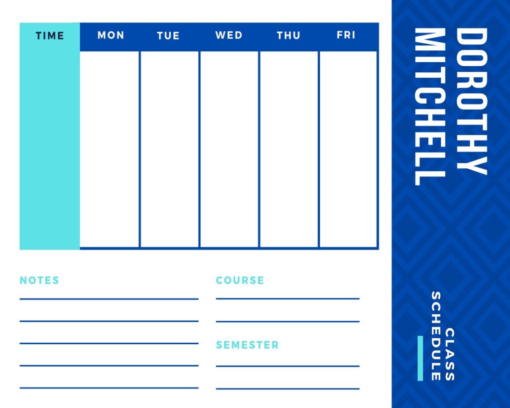 Class Schedule Template Word 07.