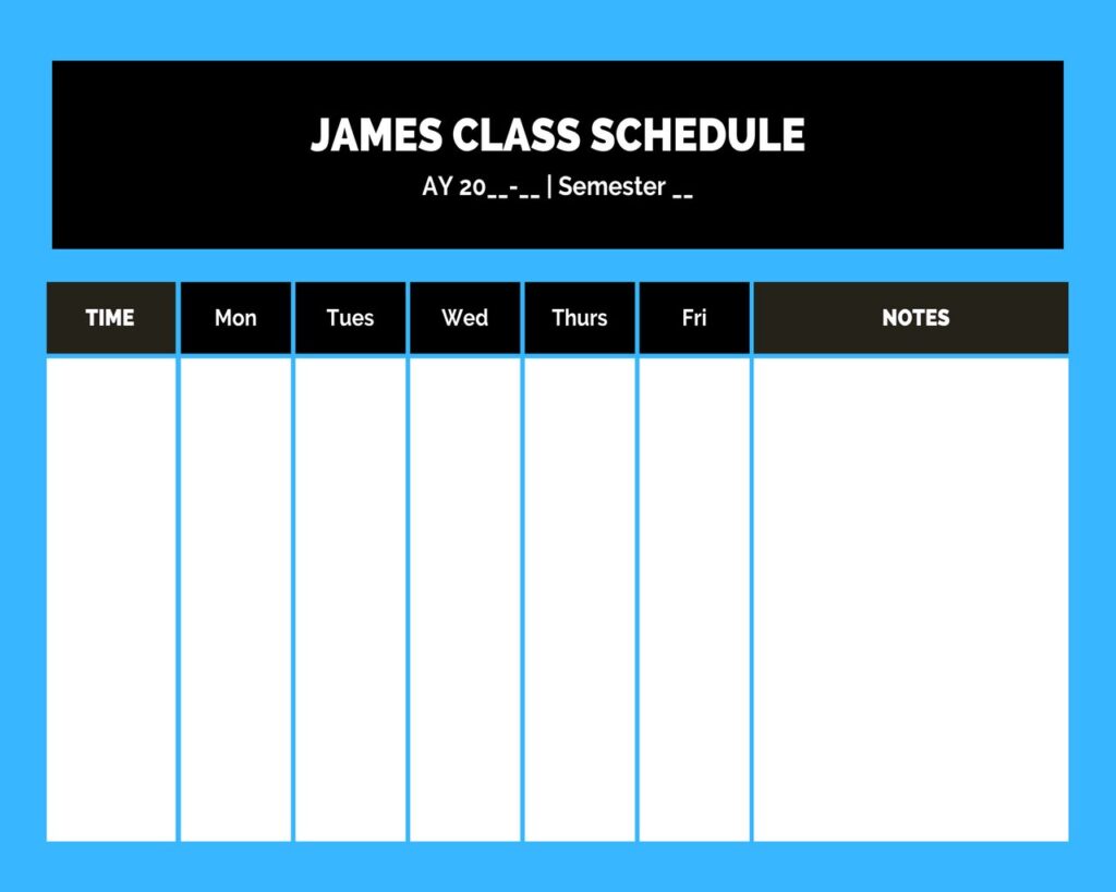 Class Schedule Template Word 08