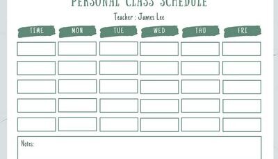 Class Schedule Template Word Fatured