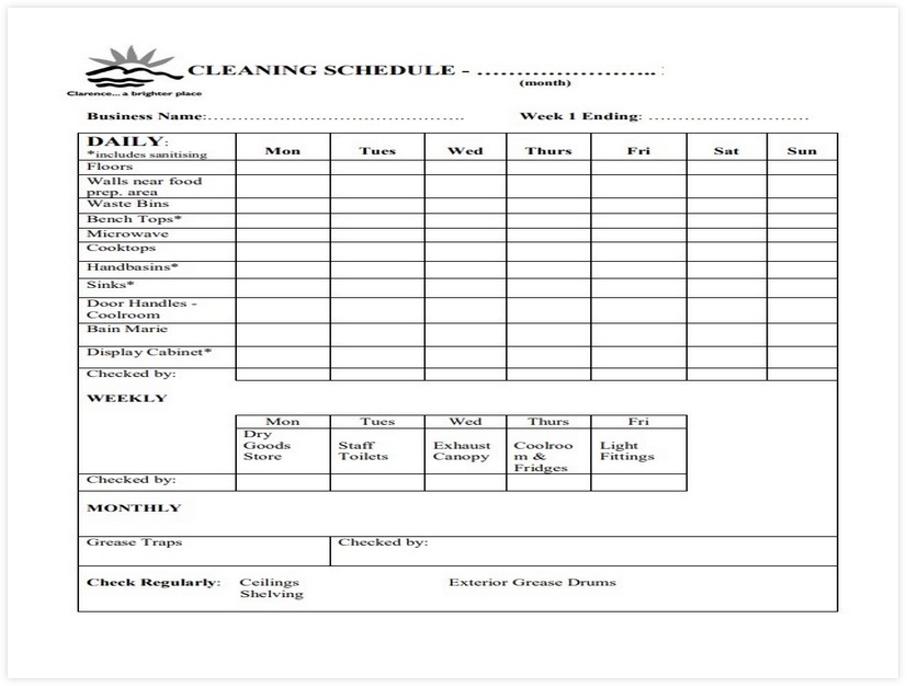 Daily Cleaning Schedule Template for Office