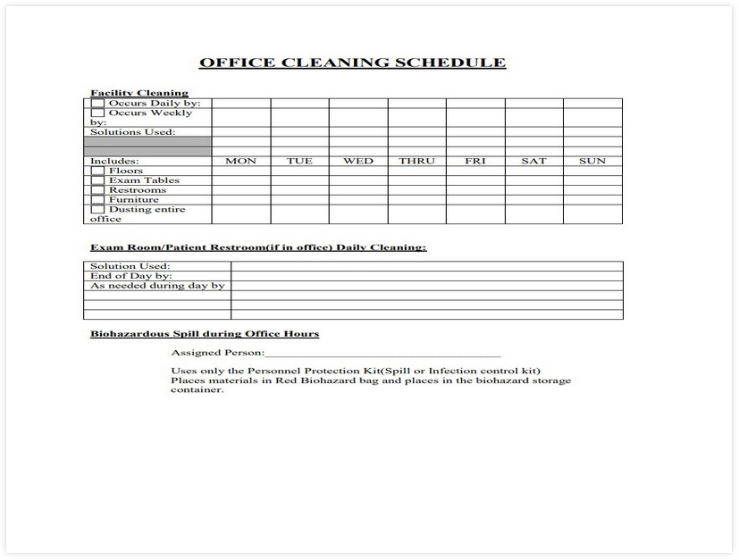 Cleaning Schedule Template for Office 02