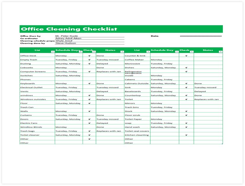 Cleaning Schedule Template for Office 03