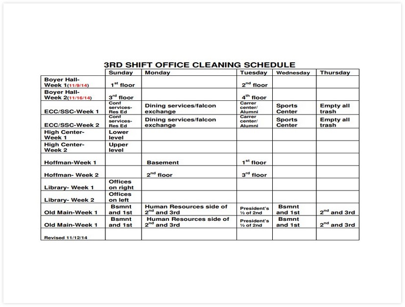 Cleaning Schedule Template for Office 08