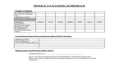 Cleaning Schedule Template for Office Featured