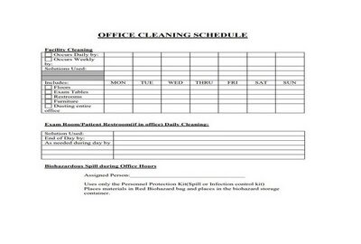 Cleaning Schedule Template for Office Featured