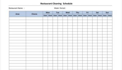 Cleaning Schedule Template for Restaurant Featured