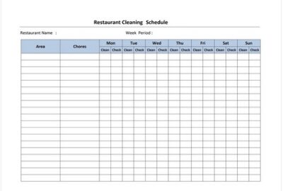 Cleaning Schedule Template for Restaurant Featured