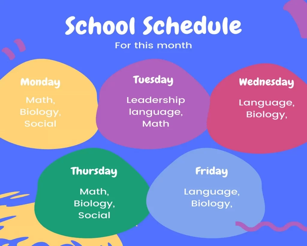 Colorful School Schedule
