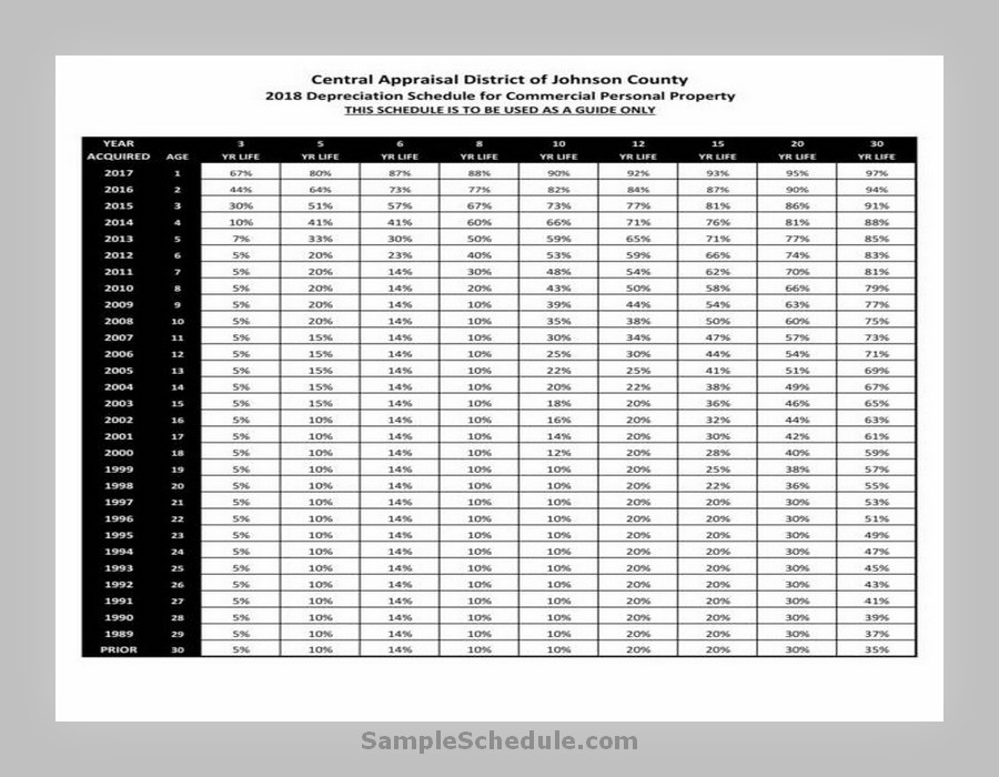 Commercial Property Depreciation Schedule