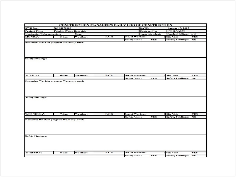 Construction Daily Log Template 01