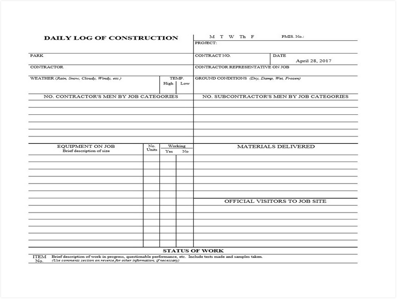 Construction Daily Log Template 04