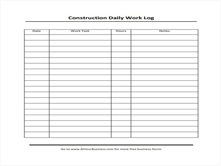 10 Free Construction Daily Log Template Sample Schedule