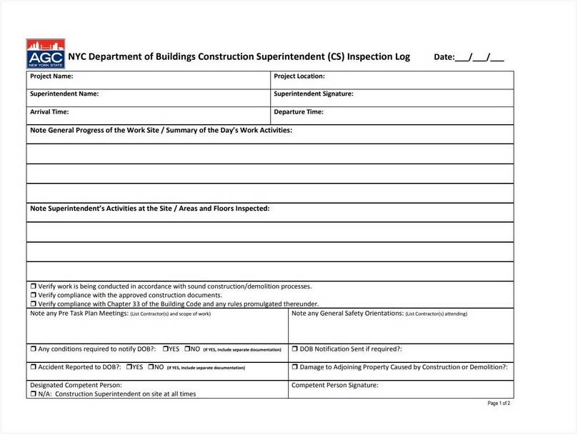 Construction Daily Log Template 08