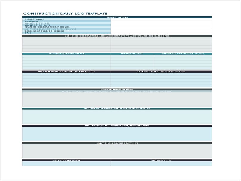 Construction Daily Log Template