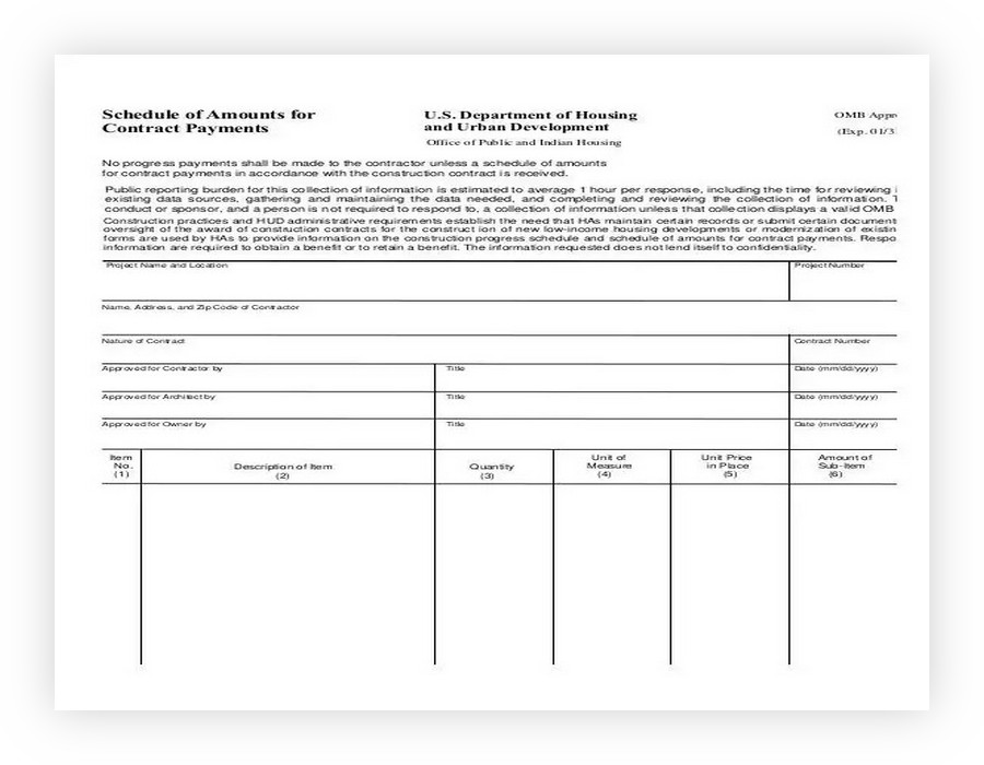 Contract Amount Payment Schedule