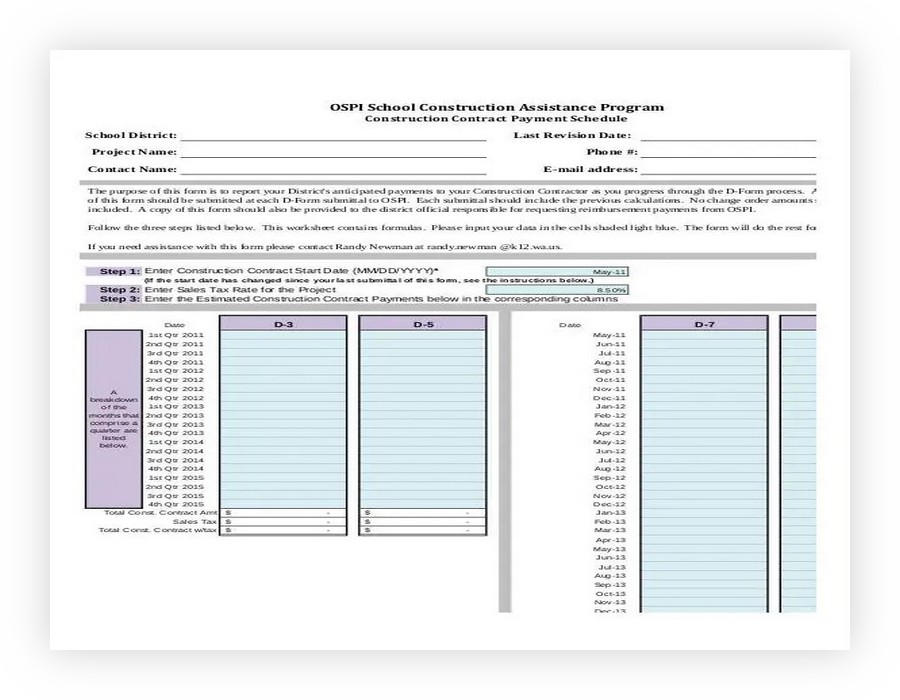 Contract Payment Schedule Template