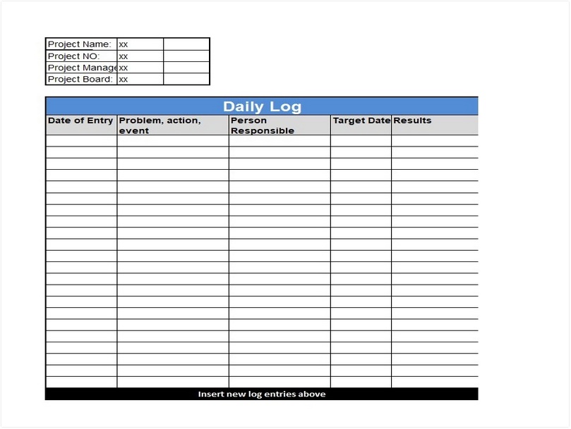 Daily Log Template Excel