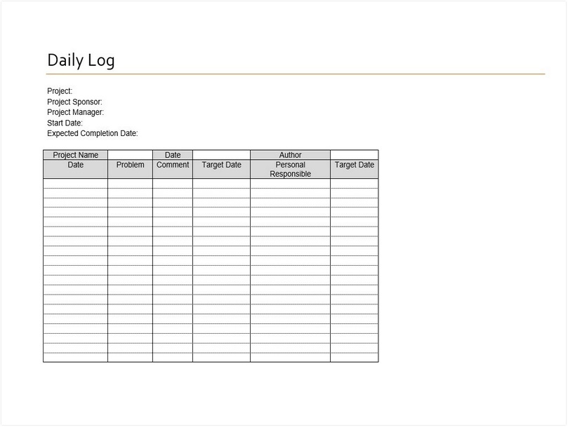 Daily Log Template