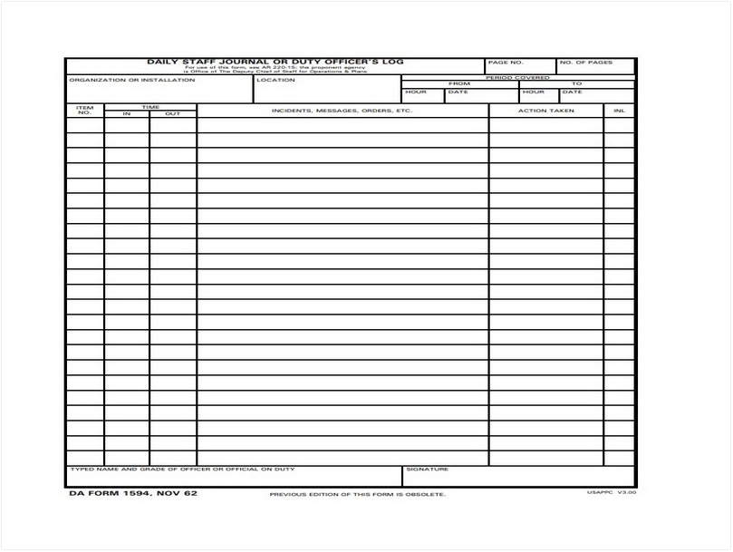 Daily Office Log Template