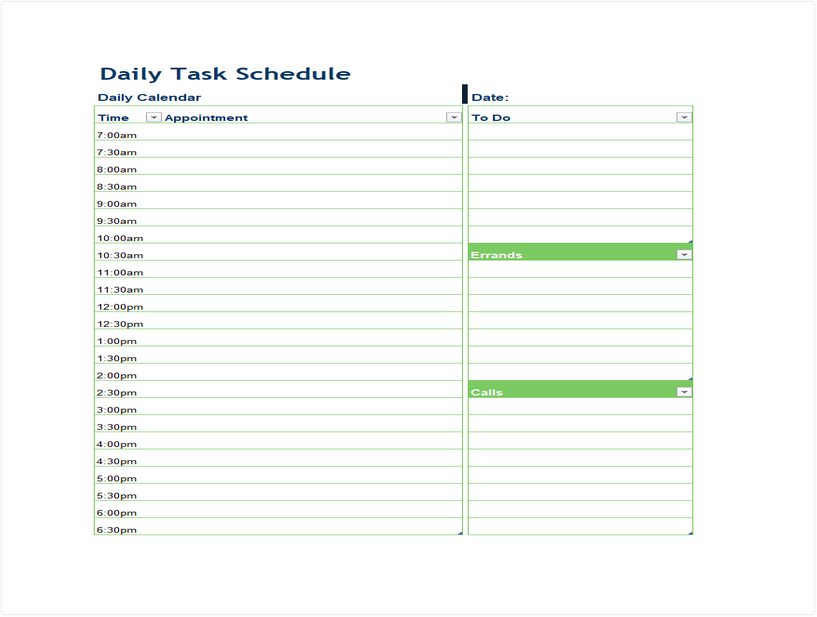 Daily Task Scheduler Template 01