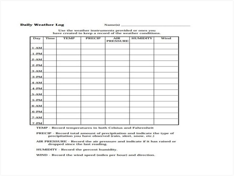 17+ Daily Log Template FREE - sample schedule