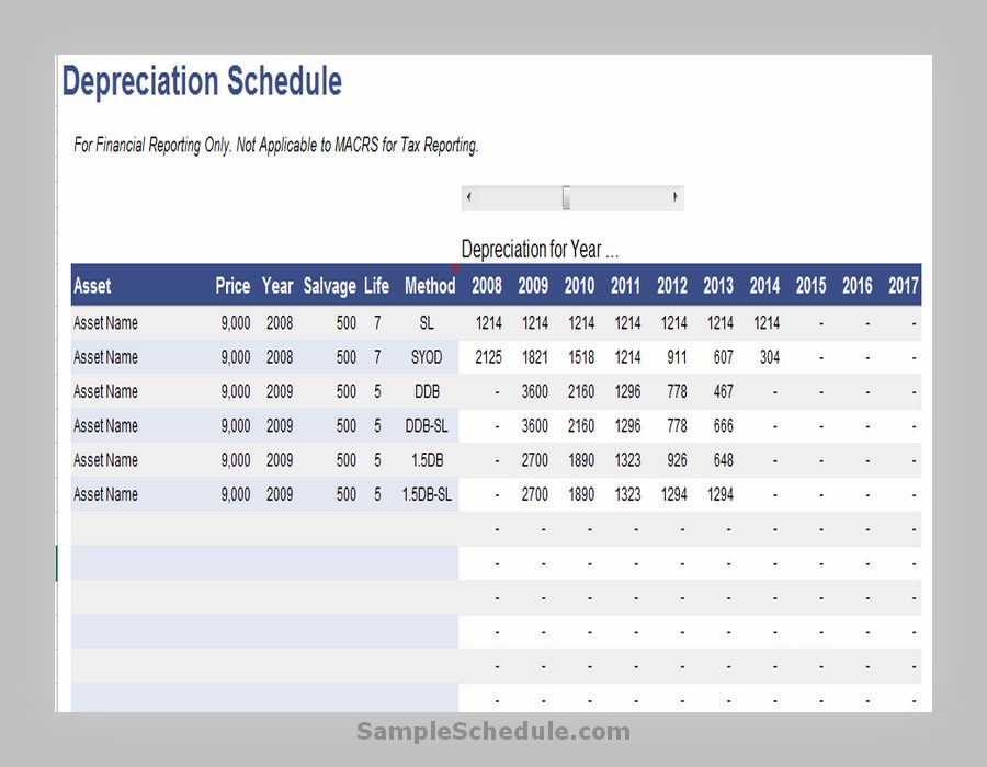 Depreciation Schedule Template 01