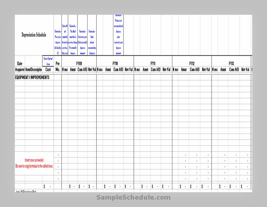 Depreciation Schedule Template 04