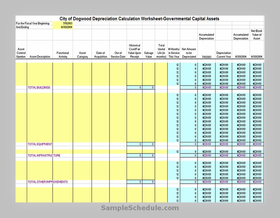 Depreciation Schedule Template 05