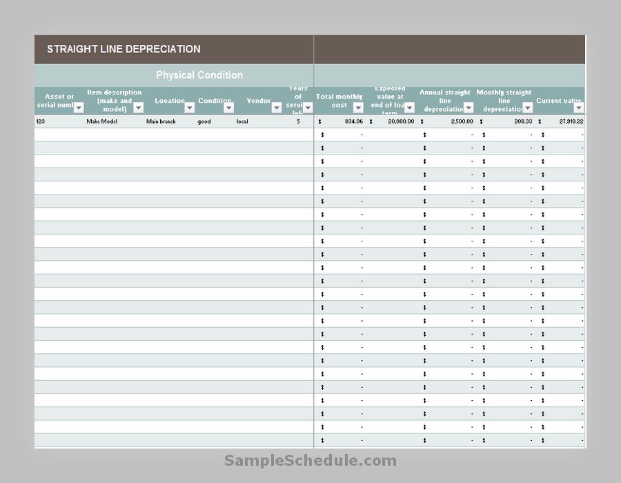 Depreciation Schedule Template 06