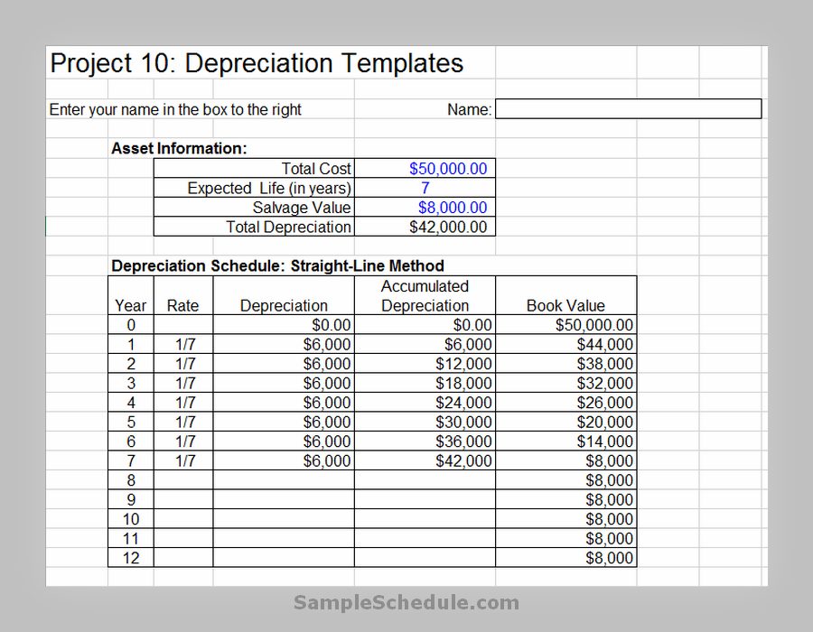 Depreciation Schedule Template 07