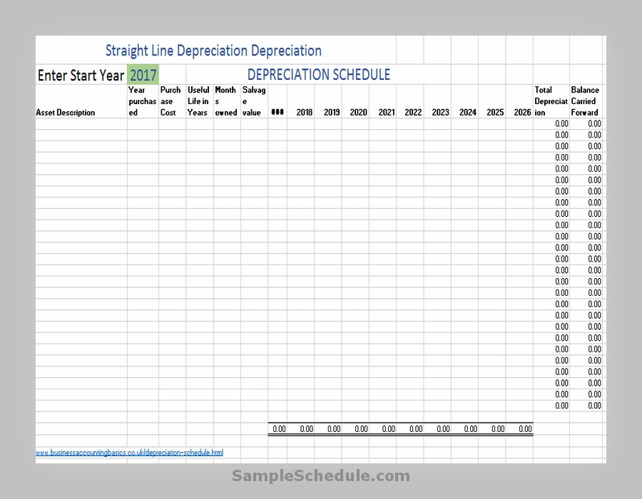 Depreciation Schedule Template 08