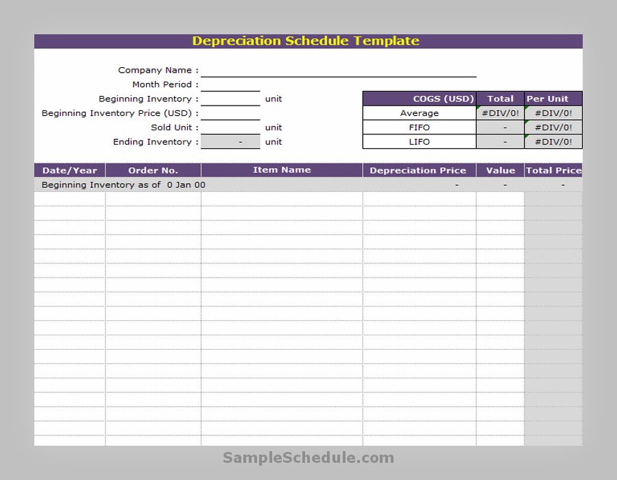 Depreciation Schedule Template 12