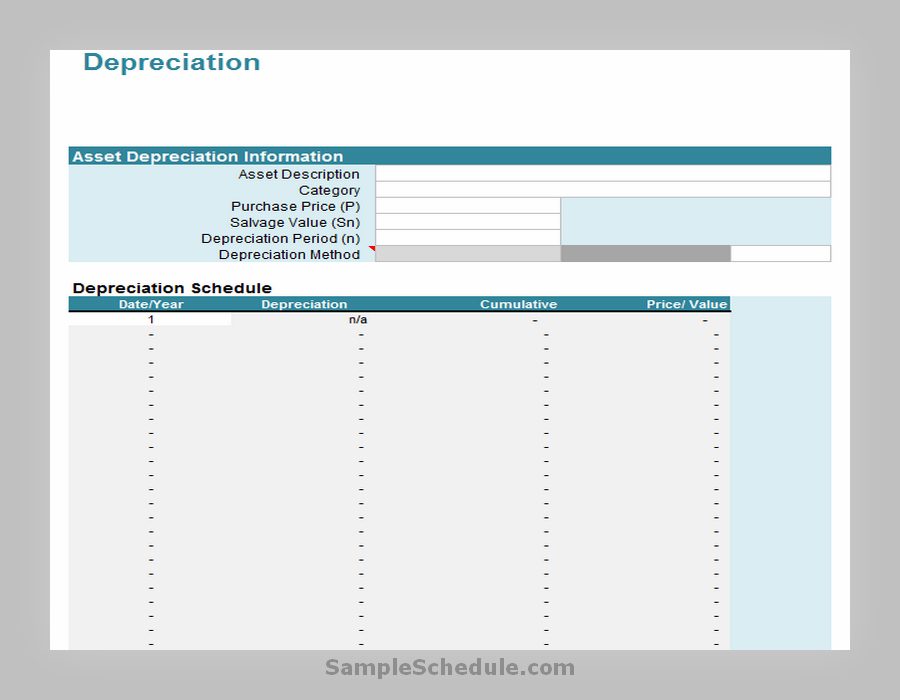 Depreciation Schedule Template 15