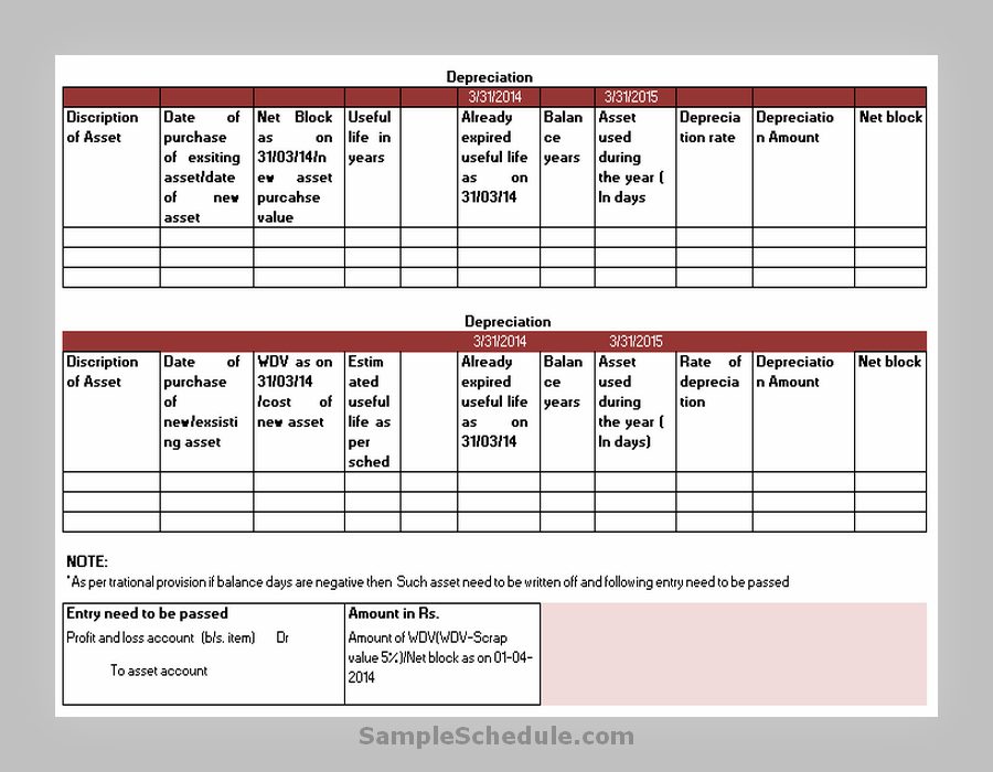 Depreciation Schedule Template 16