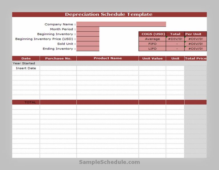 25 Depreciation Schedule Template Excel Free To Use Sample Schedule