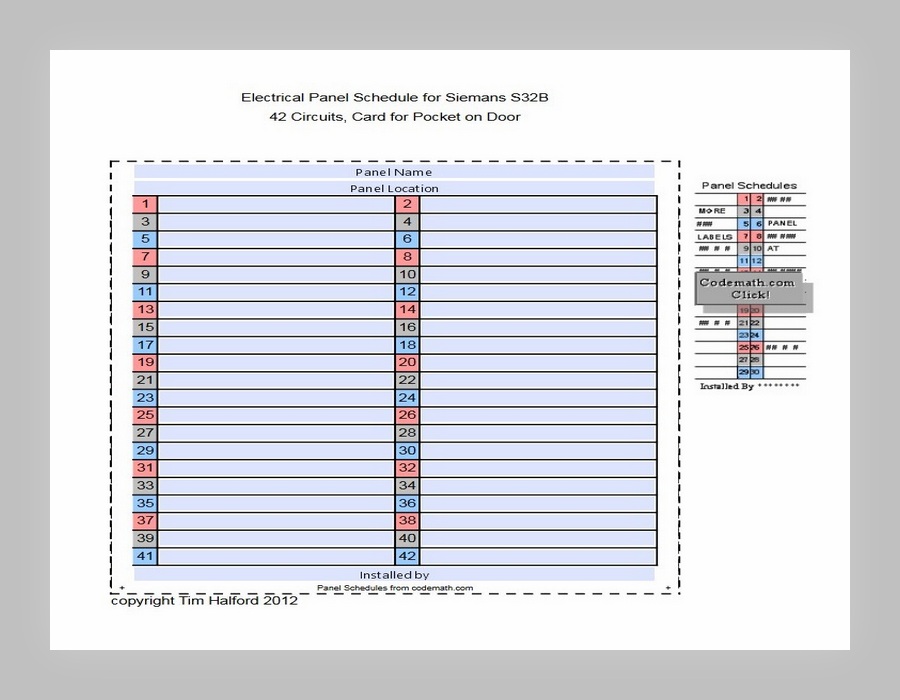 Electrical Panel Schedule Template Excel