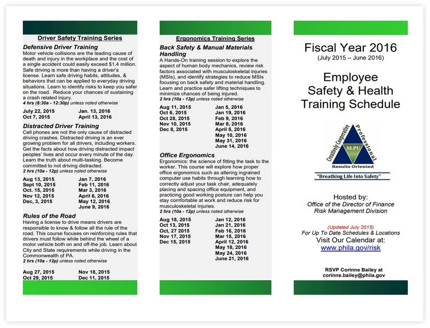 Employee Safety Training Schedule Template