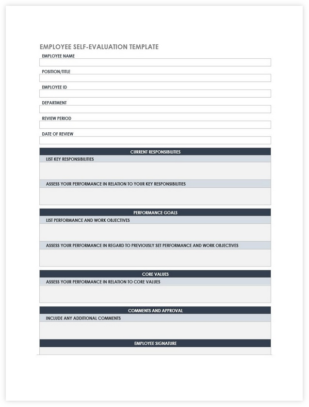 Employee Self Evaluation Template Word