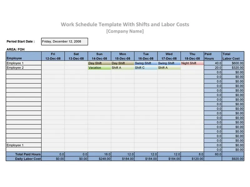 Employee Shift Schedule Excel 04